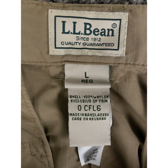 LL Bean Pants Womens Large Beige Tropicwear Capri Elastic Waist Belted Nylon NWT - Picture 2 of 12